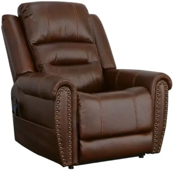 Flexsteel® Oscar Brown Power Lift Recliner with Power Headrest