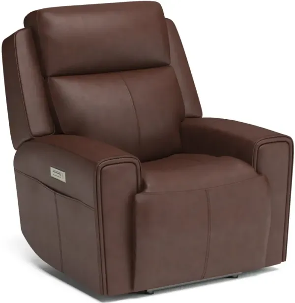 Flexsteel® Barnett Timber Power Recliner with Power Headrest and Lumbar