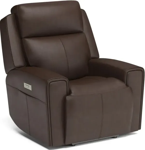 Flexsteel® Barnett Chocolate Power Recliner with Power Headrest and Lumbar
