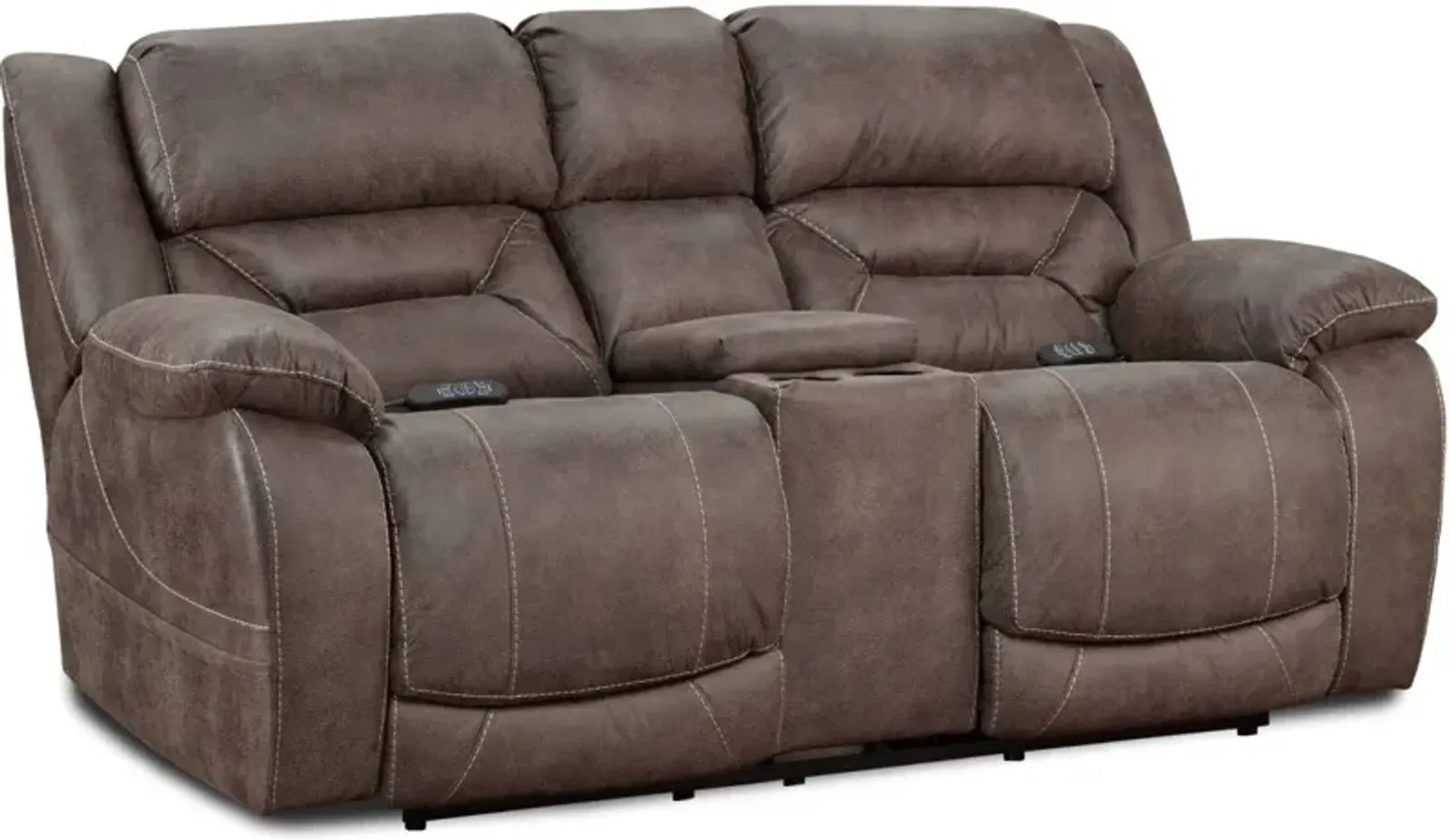 Homestretch Mink Triple Power Reclining Loveseat with Console