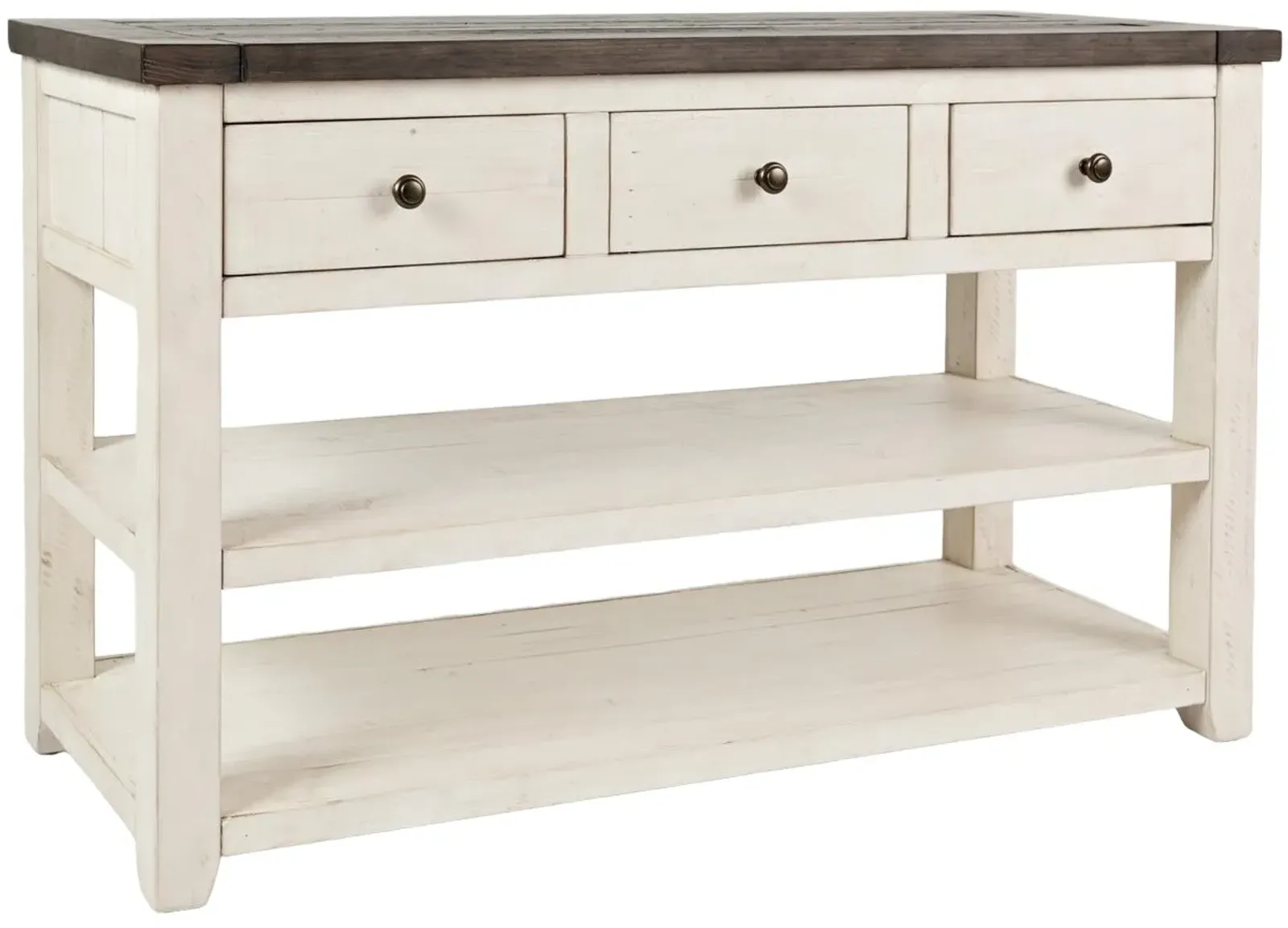 Jofran Inc. Madison County Barnwood Console Table with Vintage White Base