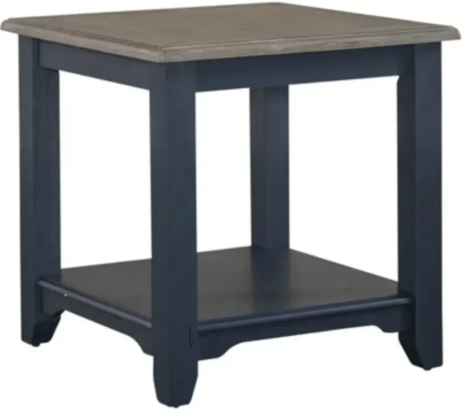 Liberty Furniture Summerville Gray Square End Table with Navy Base