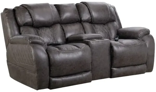 HomeStretch Daytona Black Power Reclining Console Loveseat