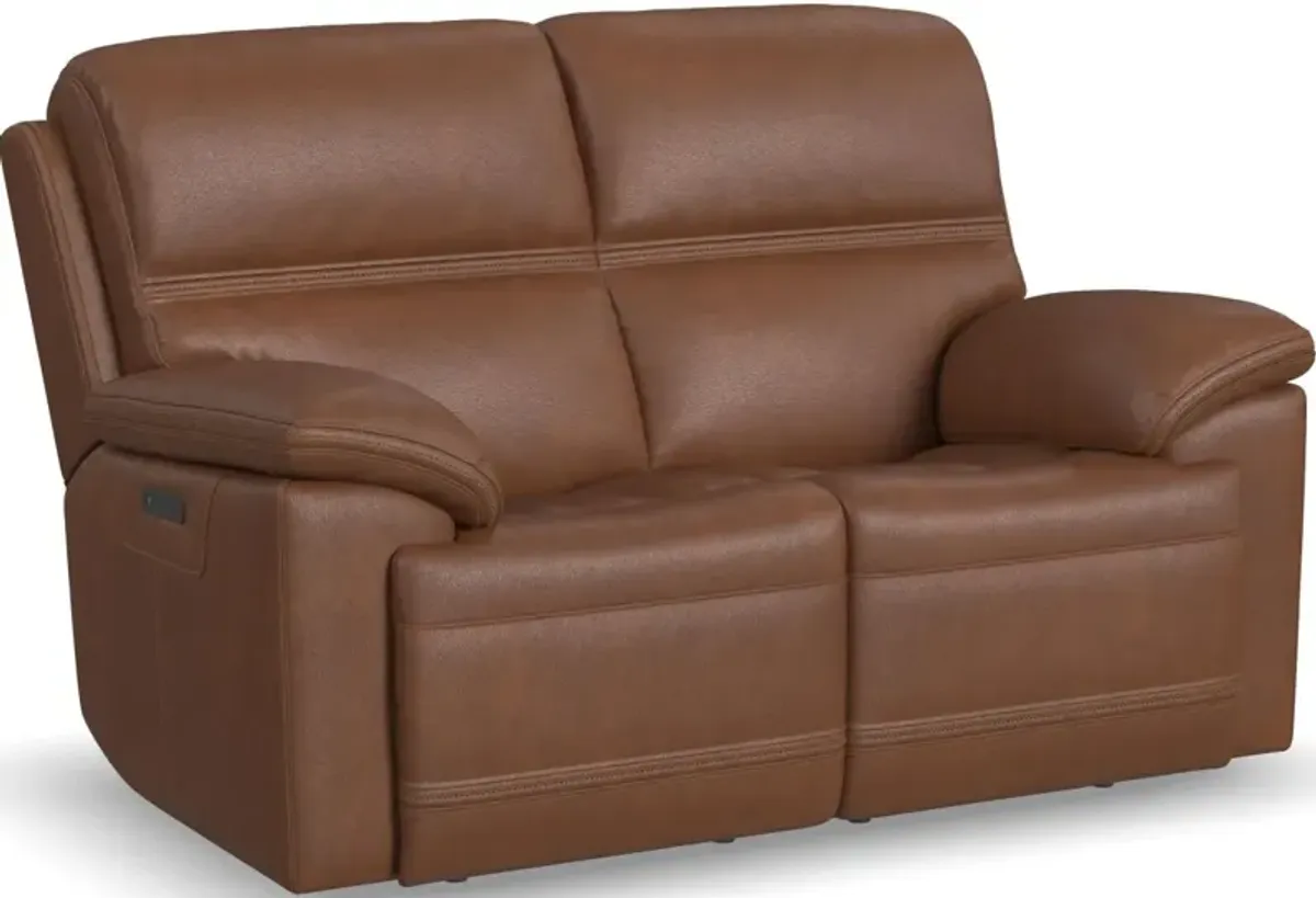 Flexsteel® Jackson Whiskey Power Reclining Loveseat with Power Headrests