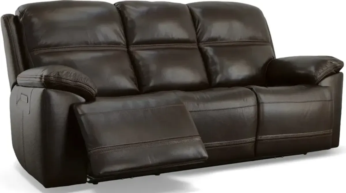 Flexsteel® Jackson Dark Brown Power Reclining Sofa with Power Headrests