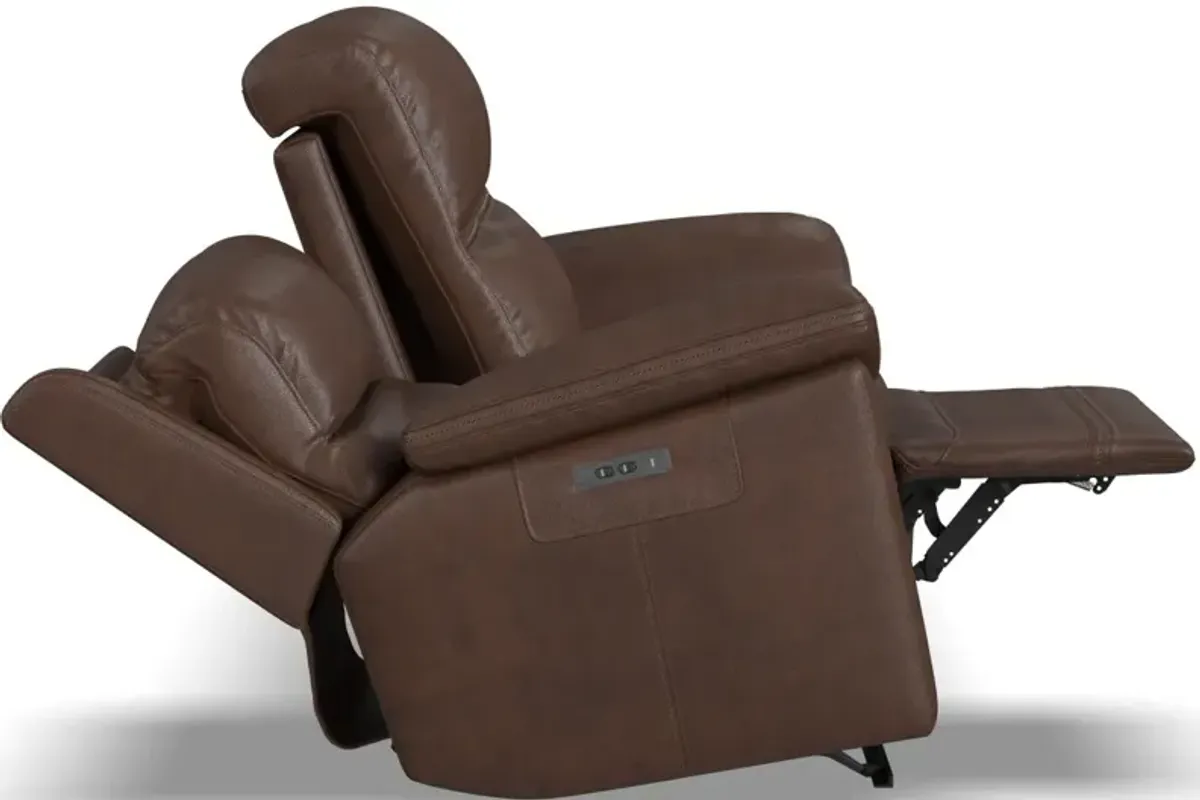 Flexsteel® Jackson Whiskey Power Reclining Sofa with Power Headrests