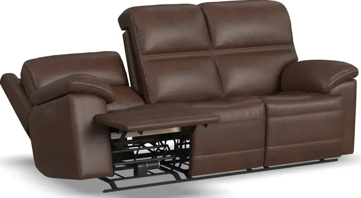 Flexsteel® Jackson Whiskey Power Reclining Sofa with Power Headrests