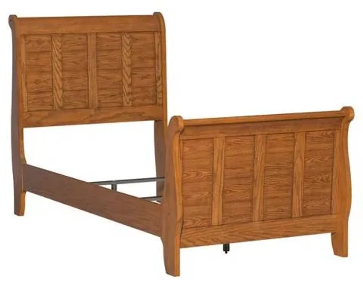 Liberty Grandpas Cabin Aged Oak Youth Twin Sleigh Bed