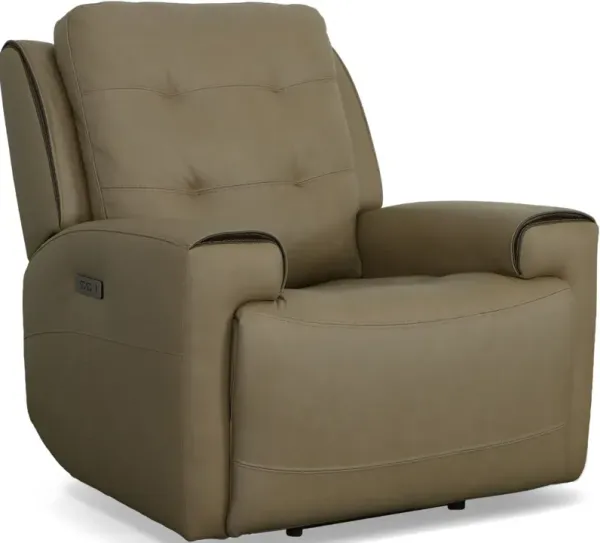Flexsteel® Iris Khaki Power Recliner with Power Headrest