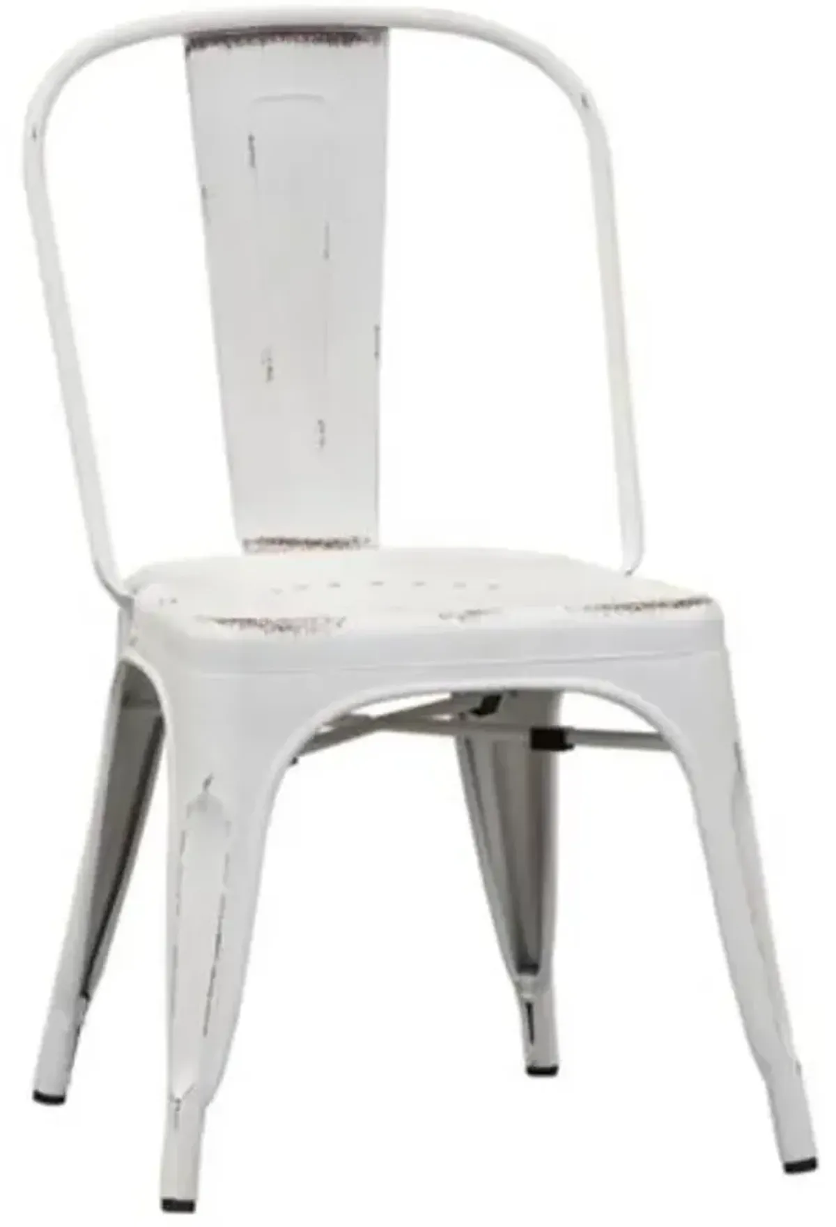 Liberty Furniture Vintage Antique White Distressed Metal Bow Back Side Chair - Set of 2