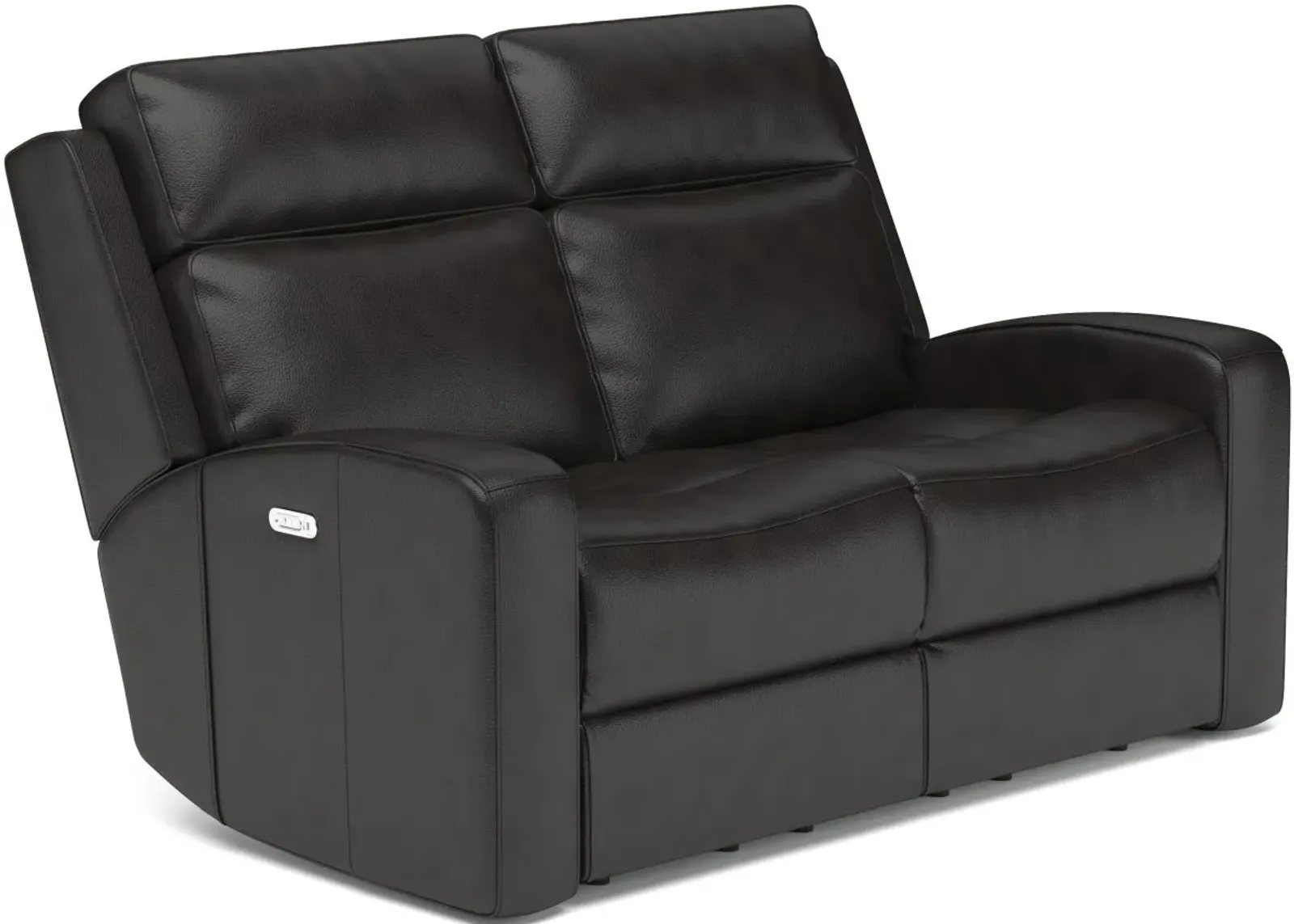 Flexsteel® Cody Grey Leather Power Reclining Loveseat with Power Headrest