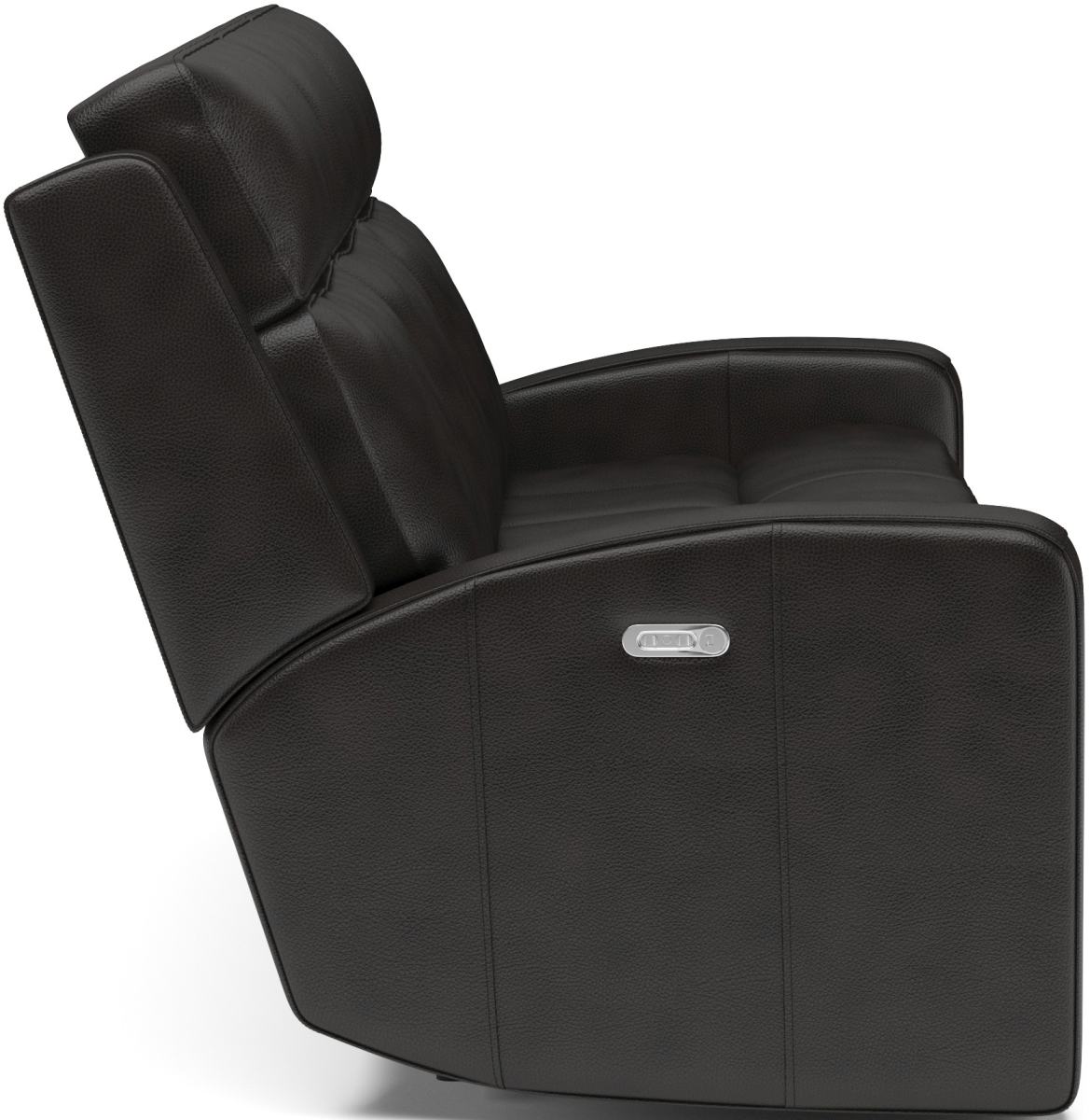 Flexsteel Cody Grey Leather Power Reclining Sofa with Power Headrest
