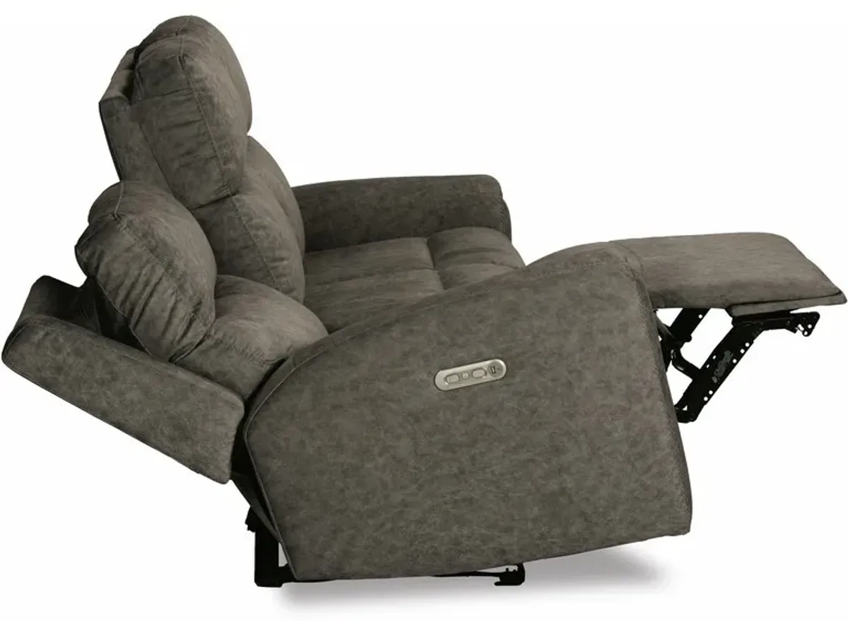 Flexsteel Jarvis Mushroom Power Reclining Sofa with Power Headrests