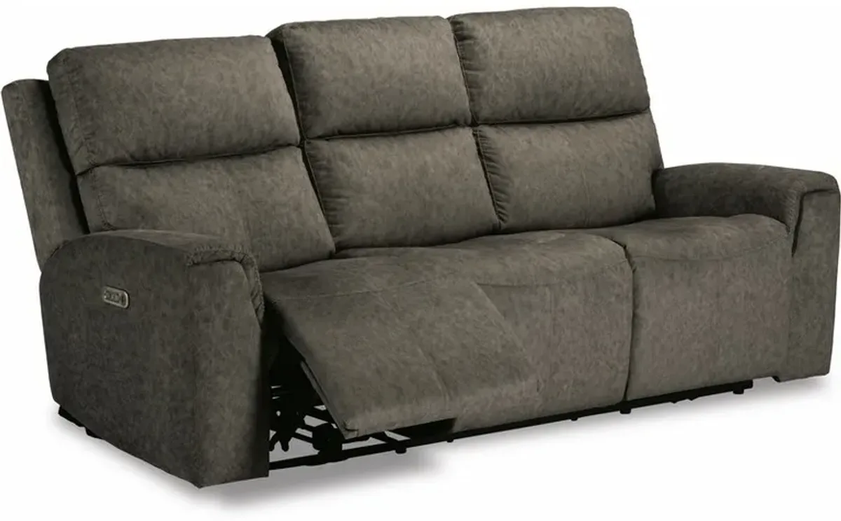 Flexsteel Jarvis Mushroom Power Reclining Sofa with Power Headrests