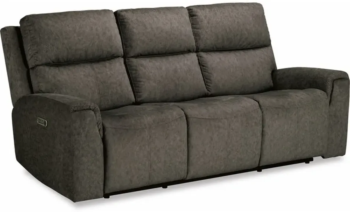 Flexsteel Jarvis Mushroom Power Reclining Sofa with Power Headrests