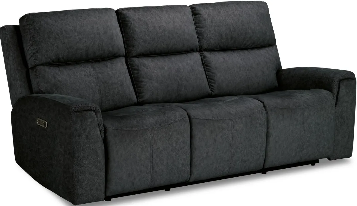 Flexsteel® Jarvis Graphite Power Reclining Sofa with Power Headrests