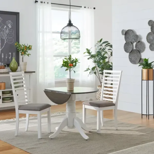 Liberty Furniture Brook Bay 3-Piece  Carbon Gray/Textured White Drop Leaf Dining Set