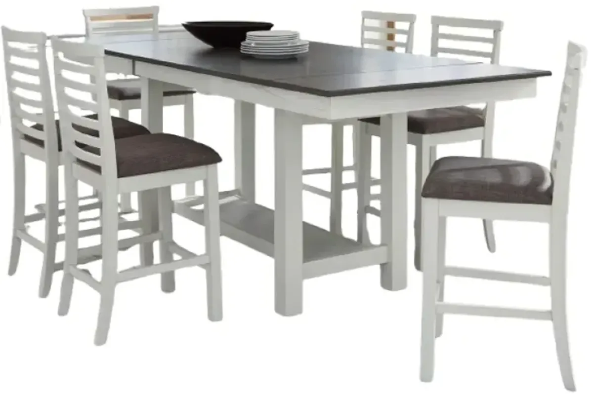 Liberty Furniture Brook Bay 7-Piece Carbon Gray/Textured White Trestle Dining Set