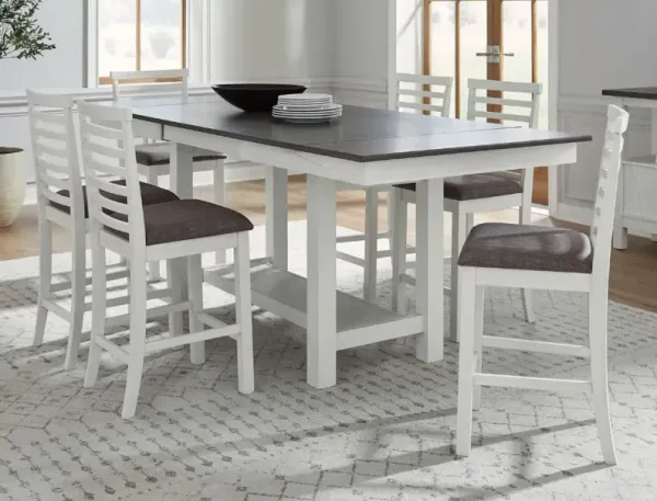 Liberty Furniture Brook Bay 7-Piece Carbon Gray/Textured White Gathering Table Set