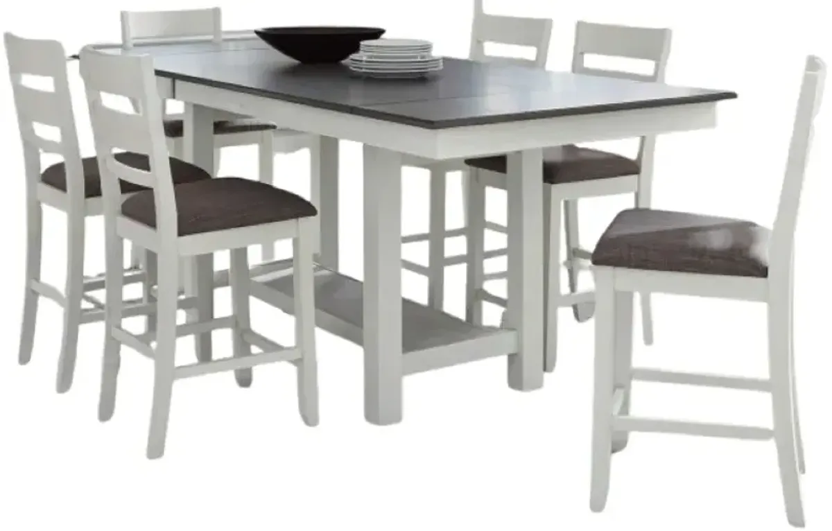 Liberty Furniture Brook Bay 7-Piece Carbon Gray/Textured White Gathering Trestle Dining Set