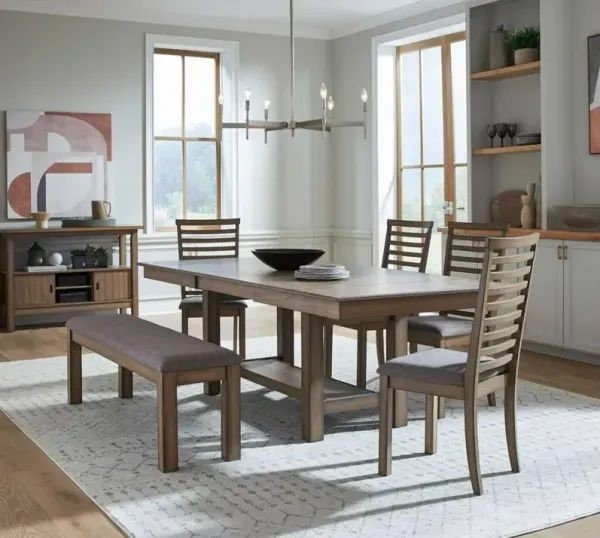 Liberty Furniture Brook Bay 6-Piece Gray/Sandstone Dining Table Set
