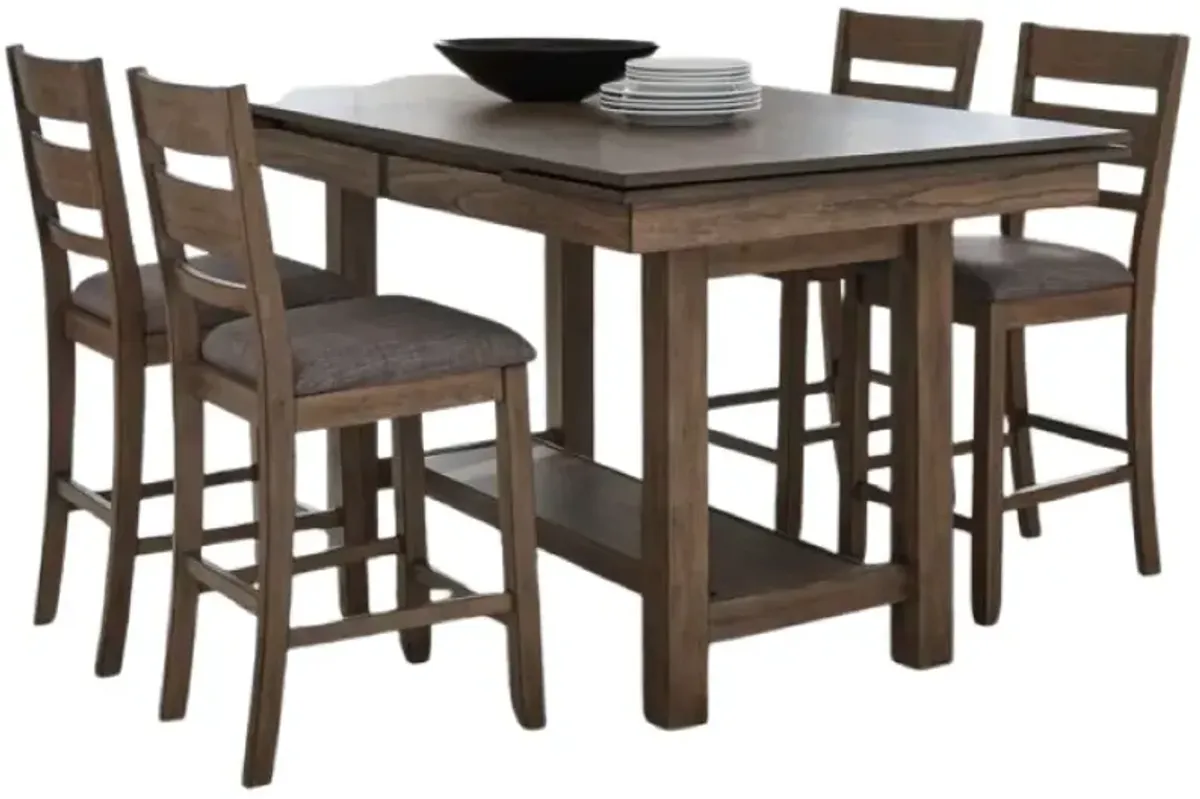 Liberty Furniture Brook Bay 5-Piece Sandstone Gathering Trestle Dining Set