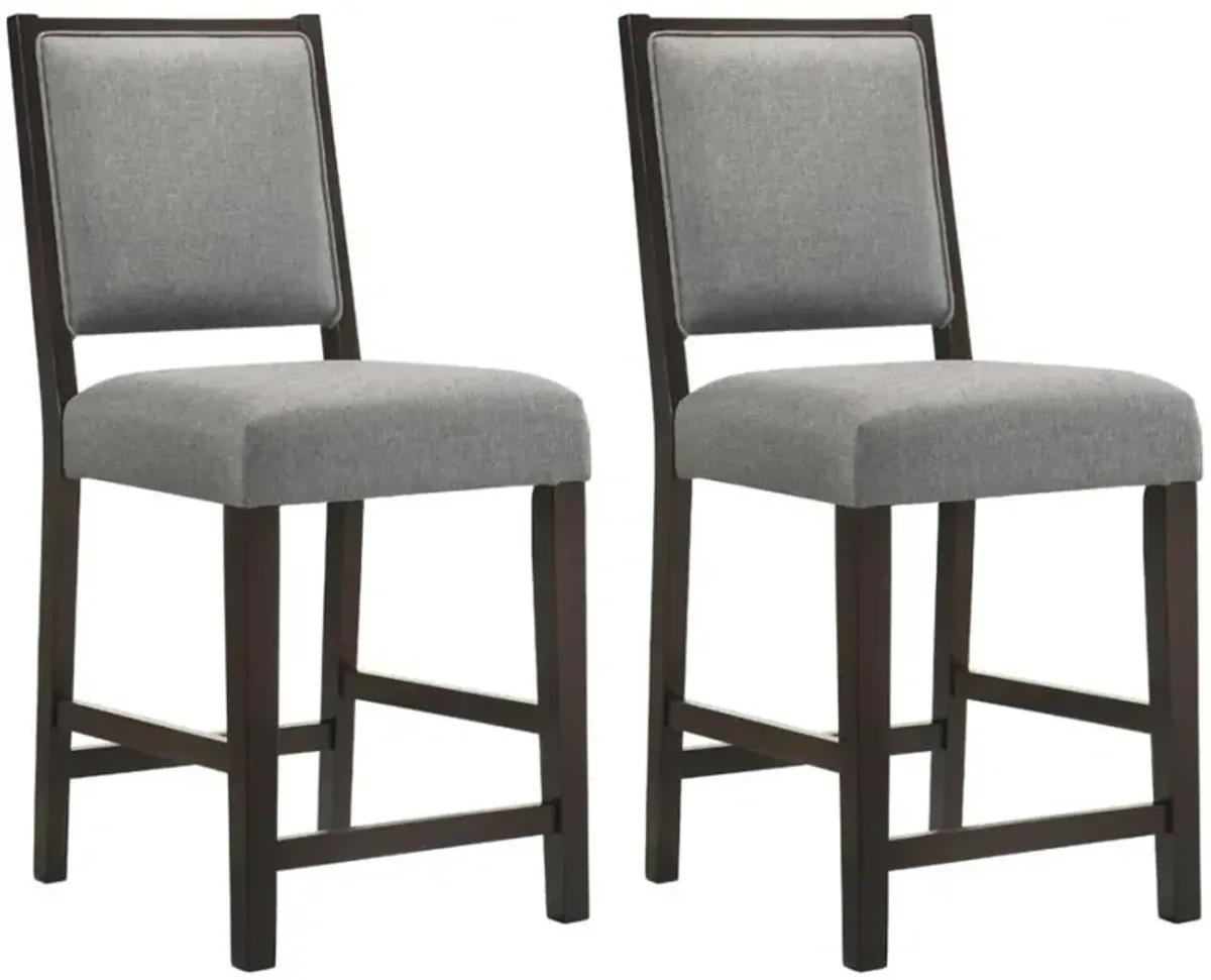 Coaster® Bedford 2-Piece Grey/Espresso Upholstered Counter Stools