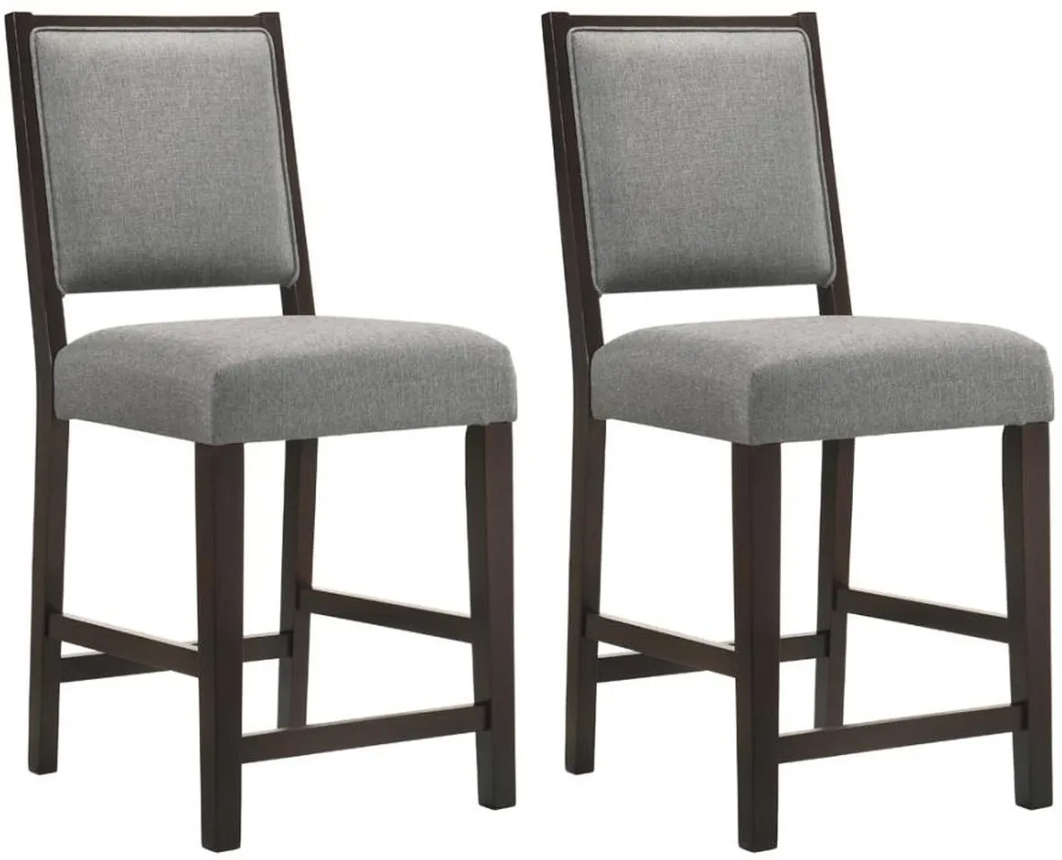 Coaster® Bedford 2-Piece Grey/Espresso Upholstered Counter Stools