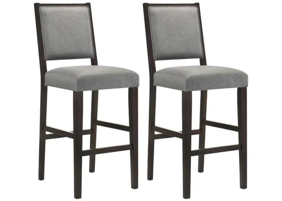 Coaster® Bedford 2-Piece Grey/Espresso Upholstered Bar Stools