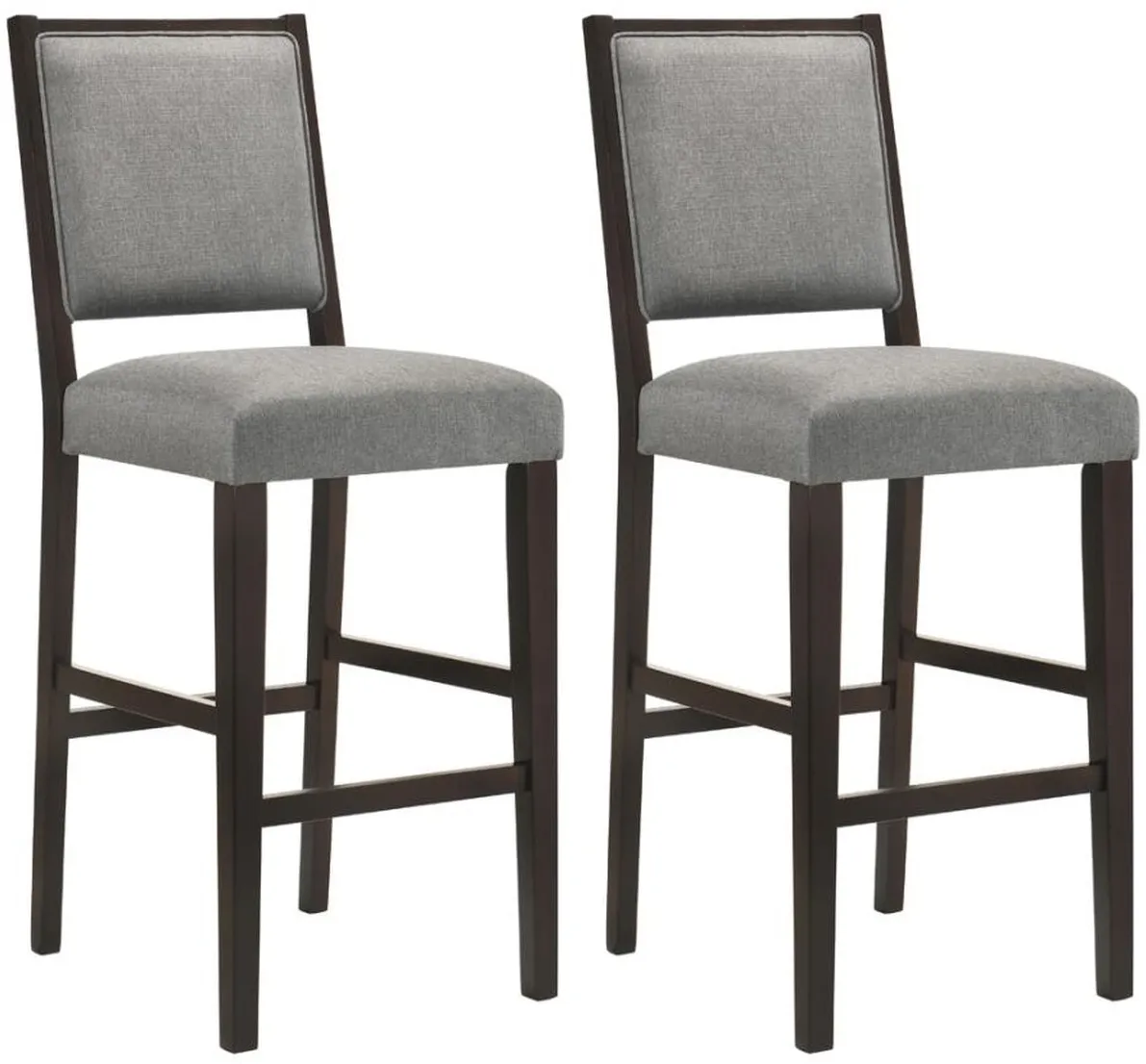 Coaster® Bedford 2-Piece Grey/Espresso Upholstered Bar Stools