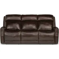 Flexsteel® Stanley Dark Brown Power Reclining Sofa with Power Headrests