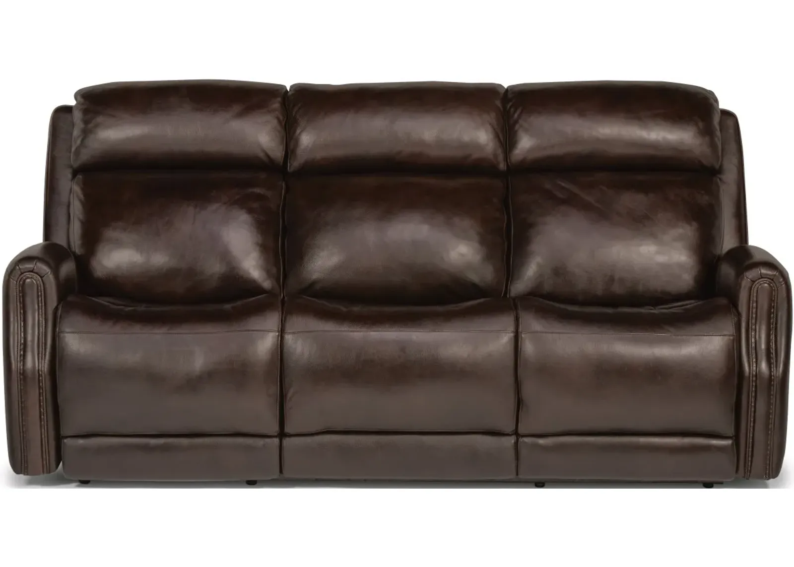 Flexsteel® Stanley Dark Brown Power Reclining Sofa with Power Headrests