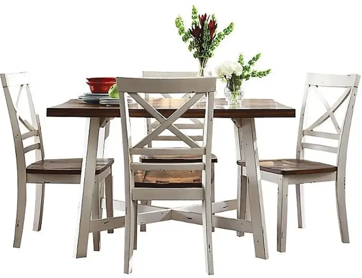 Standard Furniture Amelia Solid Wood 5 Piece Aged White Dining Set