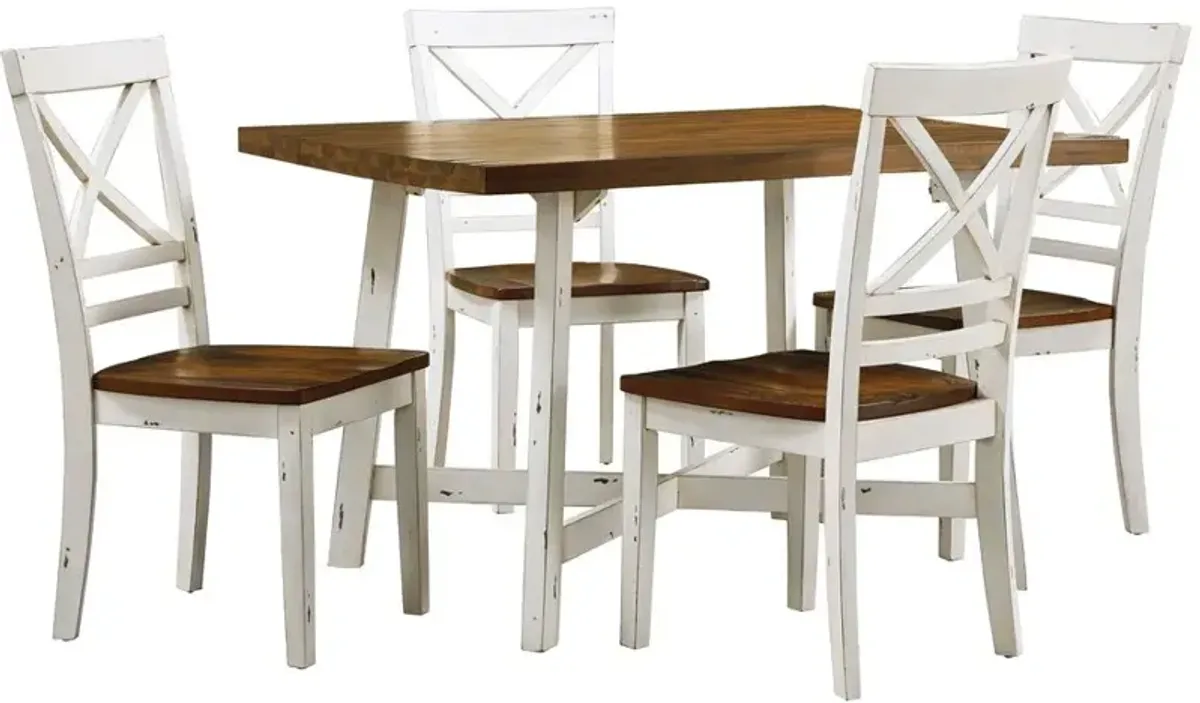 Standard Furniture Amelia Solid Wood 5 Piece Aged White Dining Set