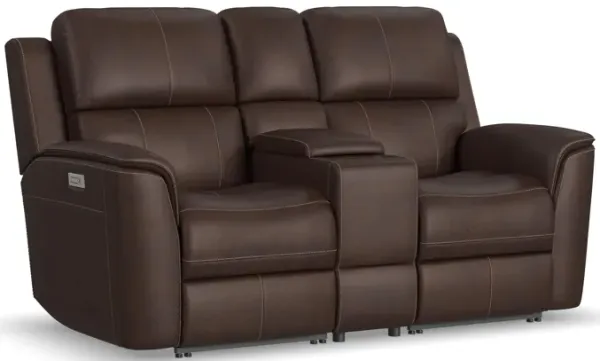 Flexsteel Henrick Triple Power Reclining Console Loveseat