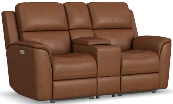 Flexsteel Henrick Triple Power Reclining Console Loveseat