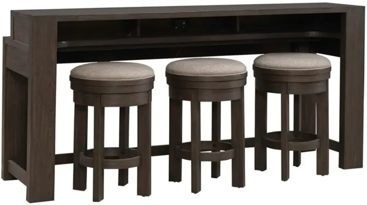 Liberty Furniture Lennox Hill 4-Piece Bark Console Table and Stool Set