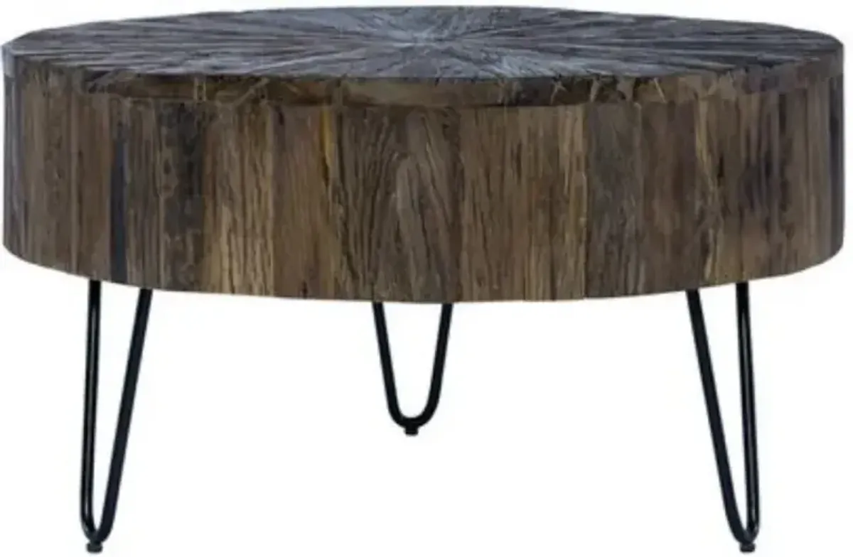 Liberty Furniture Canyon Railroad Brown Accent Table with Black Hairpin Leg