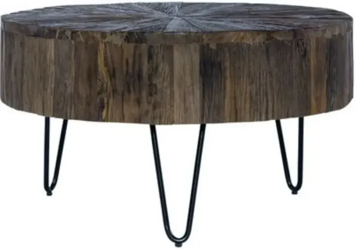 Liberty Furniture Canyon Railroad Brown Accent Table with Black Hairpin Leg