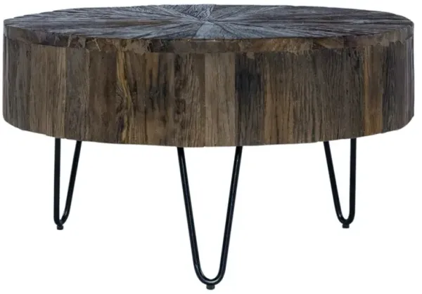 Liberty Furniture Canyon Railroad Brown Accent Table with Black Hairpin Leg