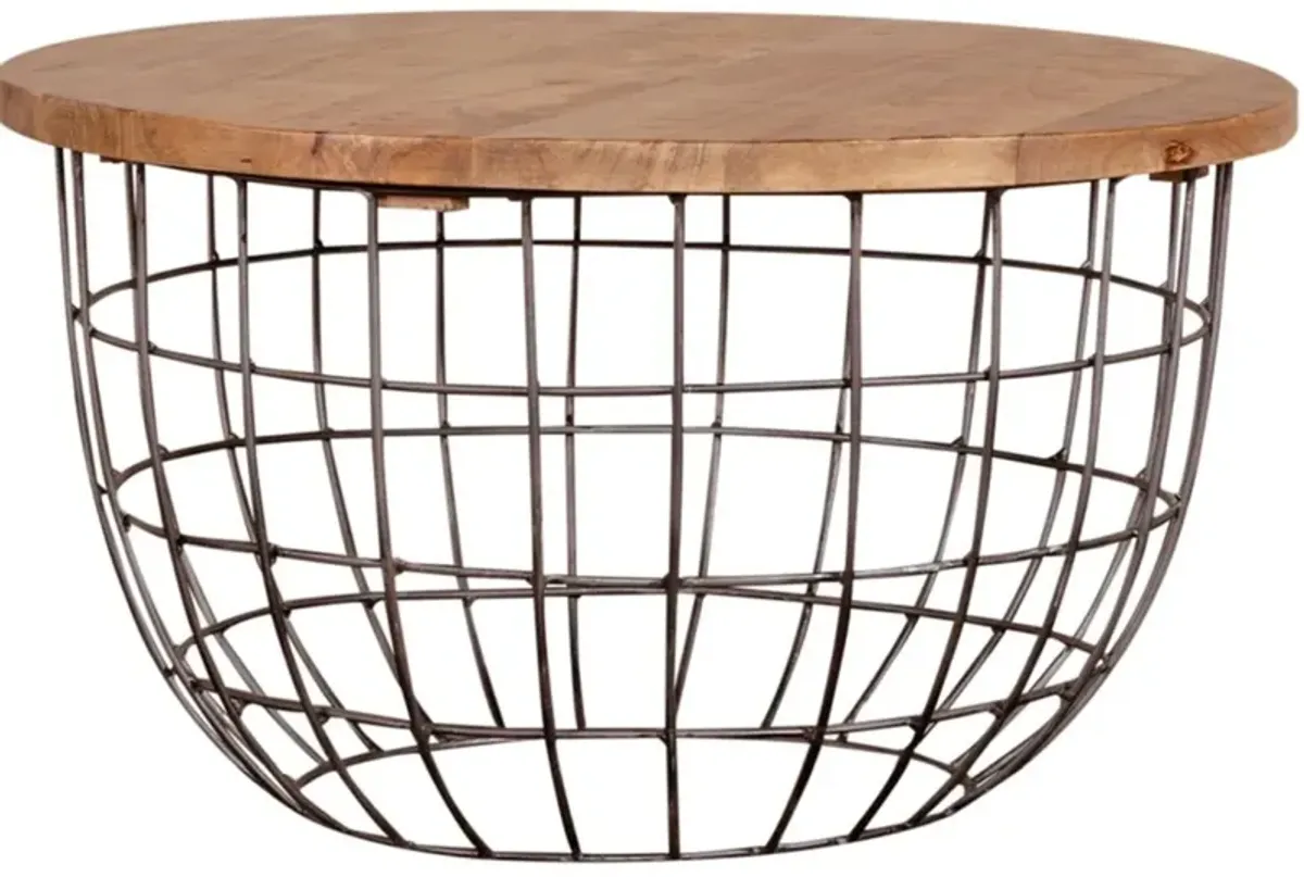 Liberty Furniture Akins Weathered Honey Accent Tables with Gunmetal Nesting Caged 