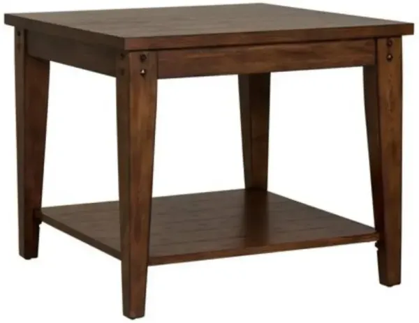 Liberty Furniture Lake House Rustic Brown Oak Square Lamp Table