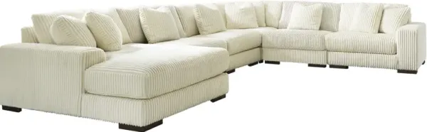 Signature Design by Ashley® Lindyn 6-Piece Ivory Left-Arm Facing Sectional and Chaise