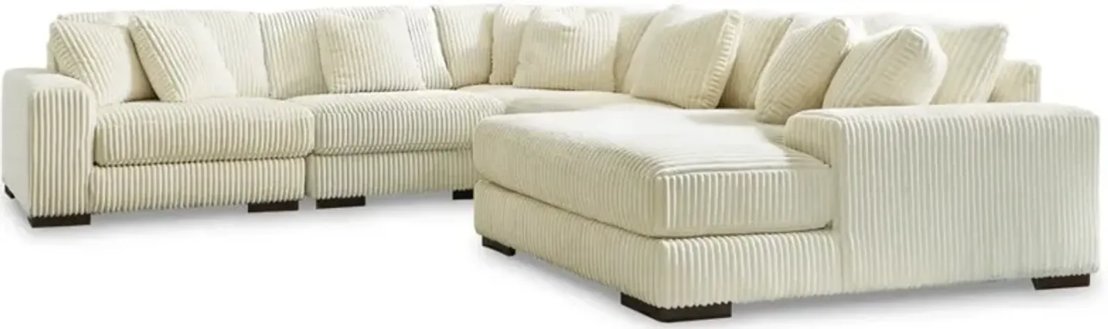 Signature Design by Ashley® Lindyn 5-Piece Ivory Right-Arm Facing Sectional and Chaise