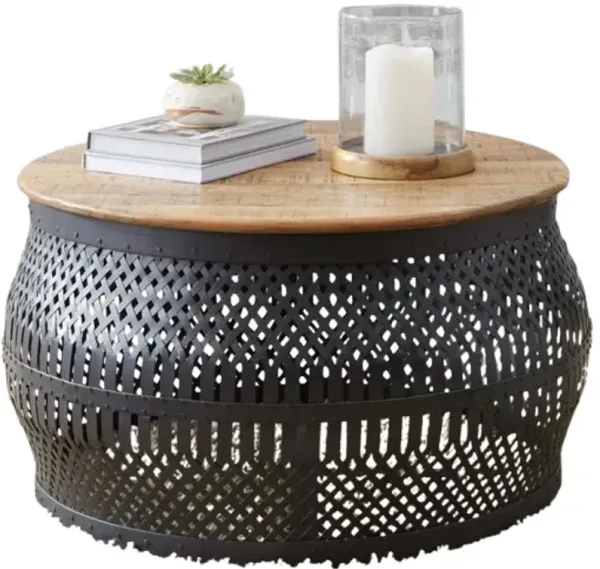 Liberty Furniture Easton Shadow View Brown Cocktail Table with Black Base