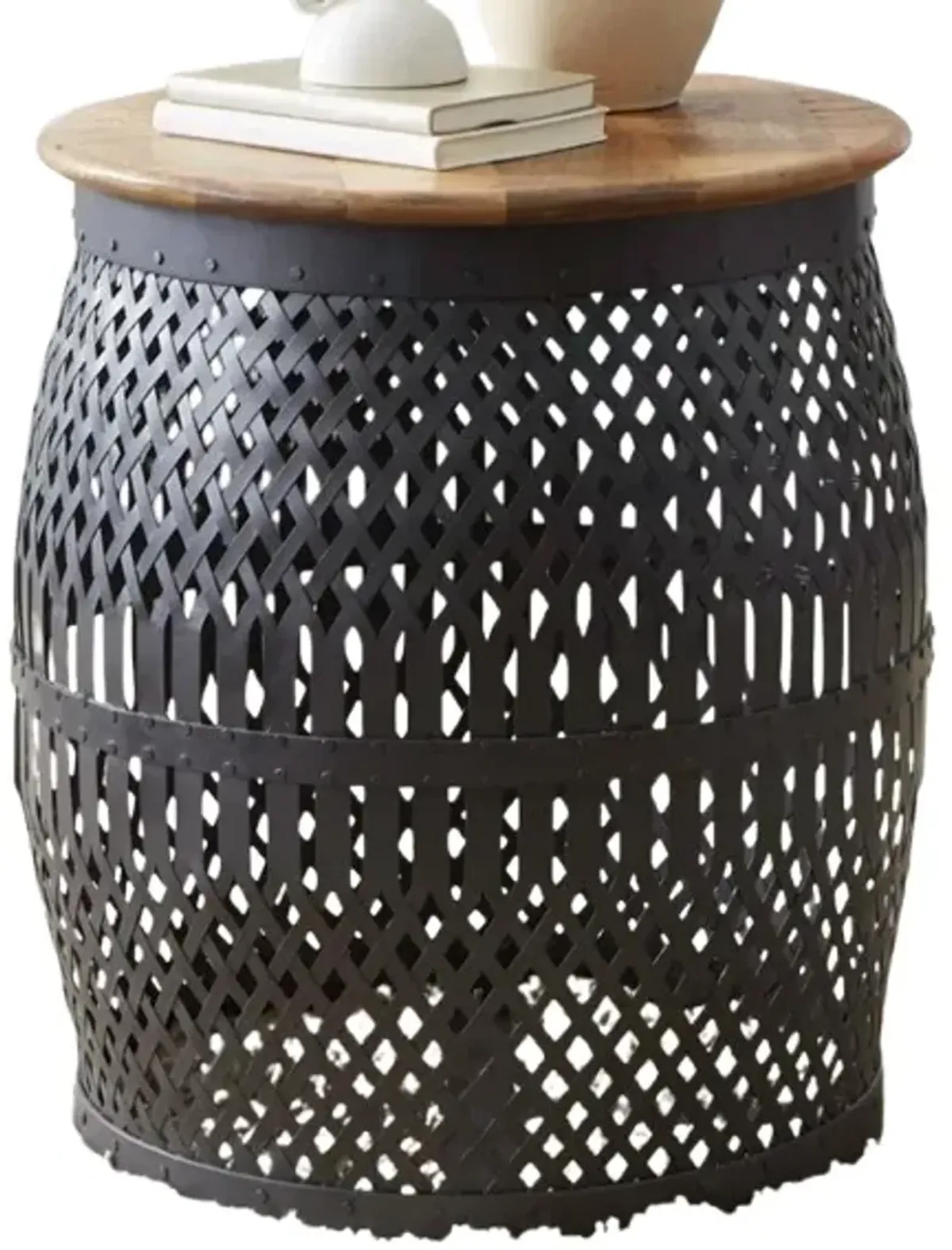 Liberty Furniture Easton Shadow View Brown End Table with Black Base