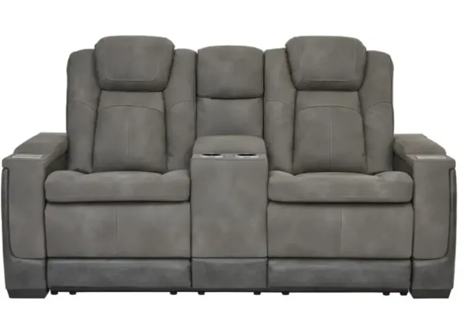 Signature Design by Ashley® Next-Gen DuraPella Two-tone Slate Power Reclining Loveseat with Console