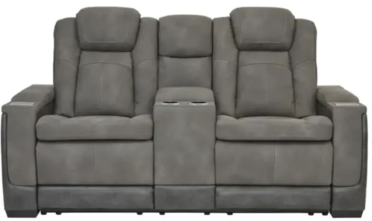 Signature Design by Ashley® Next-Gen DuraPella Two-tone Slate Power Reclining Loveseat with Console