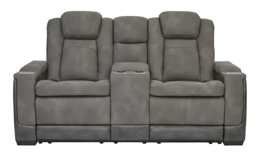 Signature Design by Ashley® Next-Gen DuraPella Two-tone Slate Power Reclining Loveseat with Console