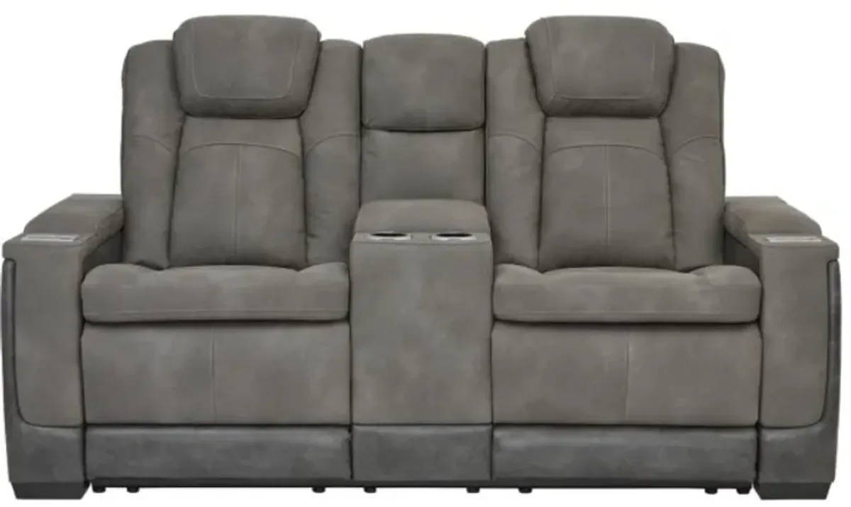 Signature Design by Ashley® Next-Gen DuraPella Two-tone Slate Power Reclining Loveseat with Console